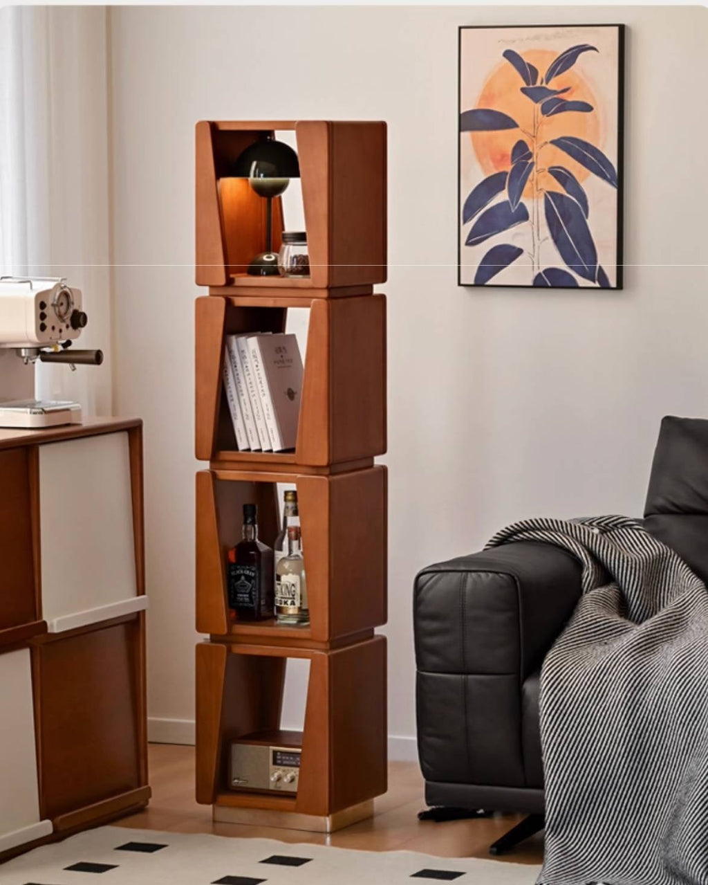 Poplar Solid Wood Bauhaus Style Floor Bookshelf
