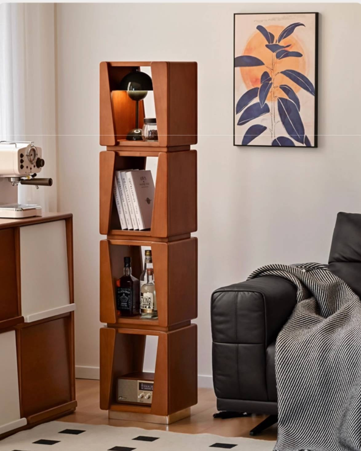 Poplar Solid Wood Bauhaus Style Floor Bookshelf