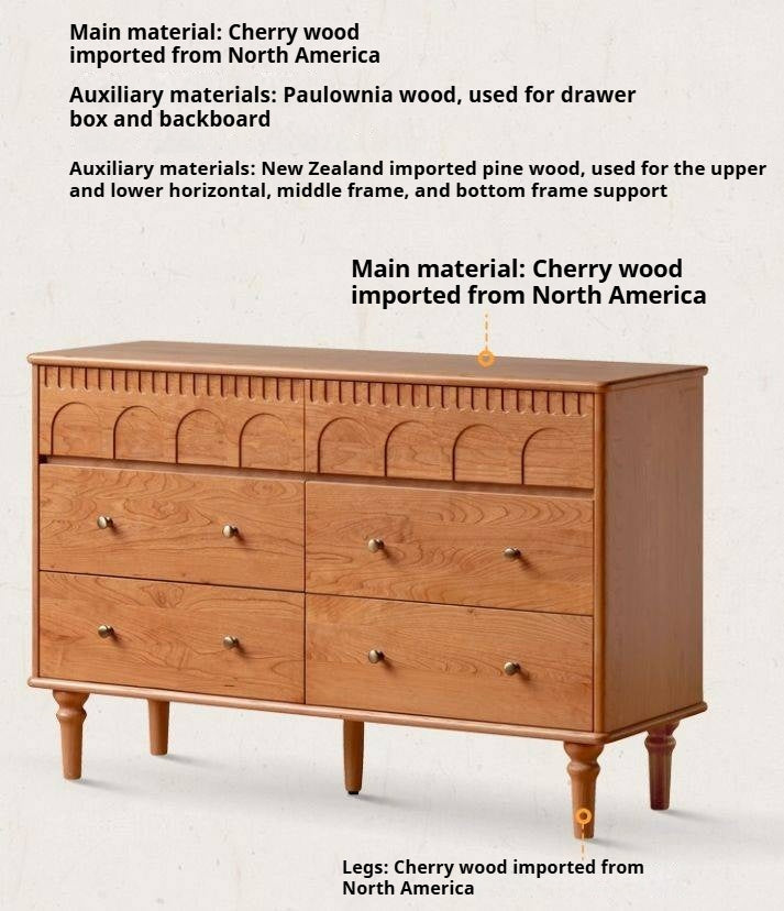 Cherry Solid Wood French Retro Bucket Cabinet