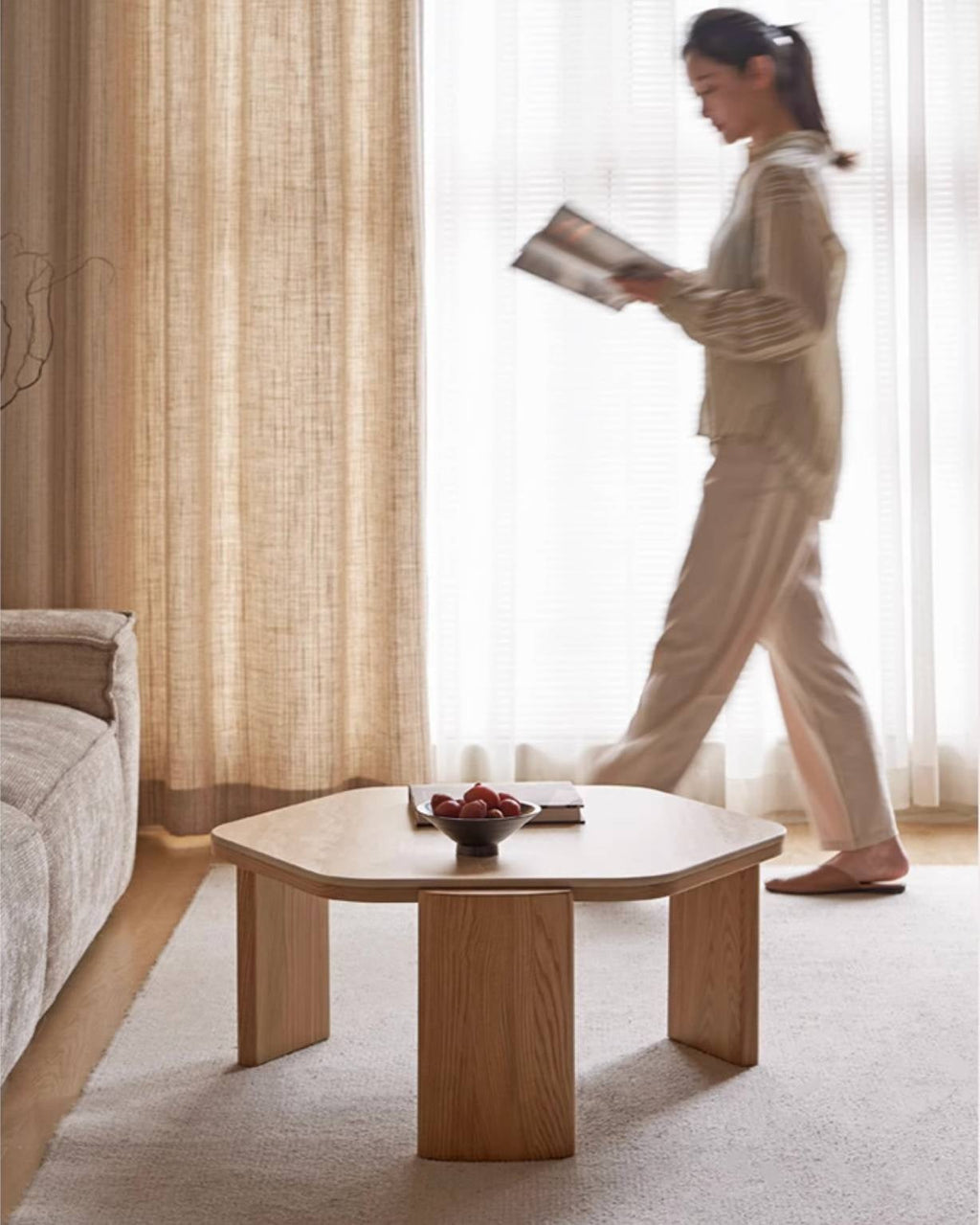 Ash Solid Wood Wabi-Sabi Style Coffee Table