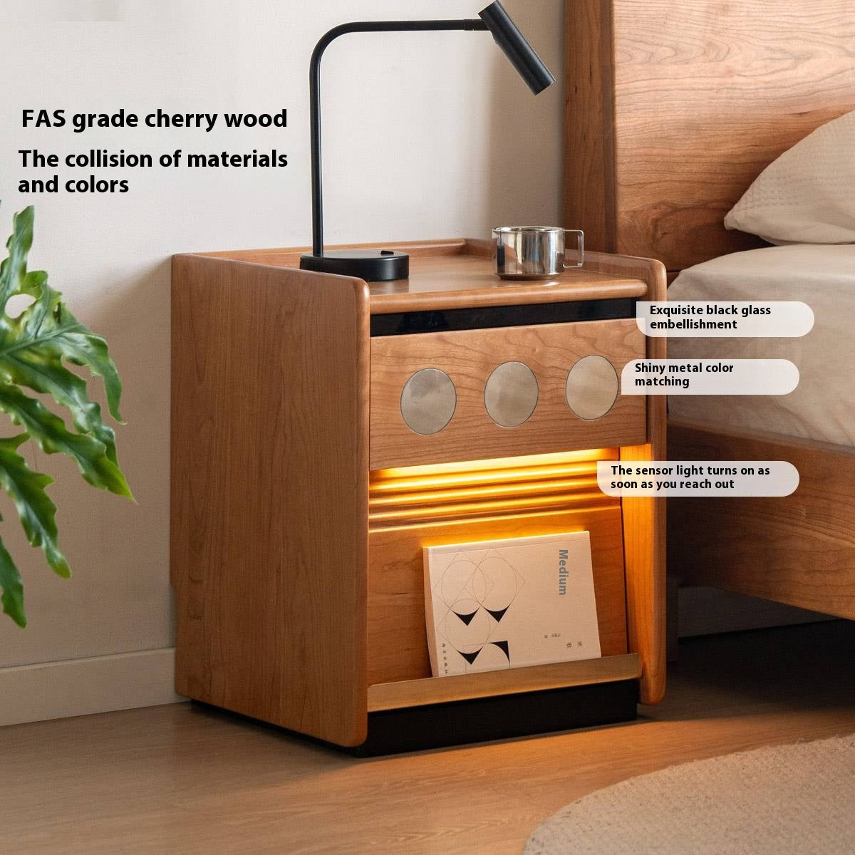 Black Walnut, Cherry, Ash, Poplar Solid Wood Nightstand