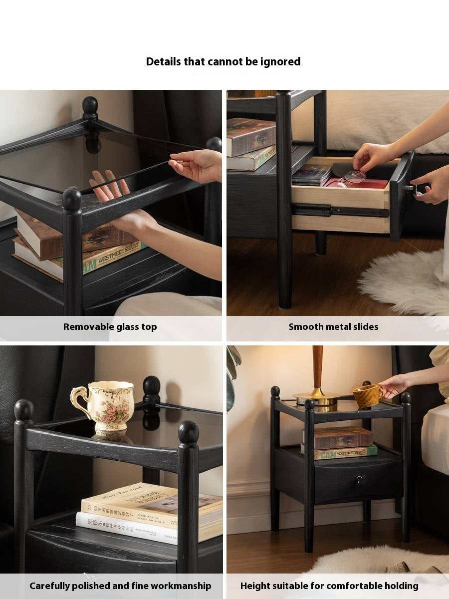 Cherry, Oak Solid Wood French Retro Nightstand