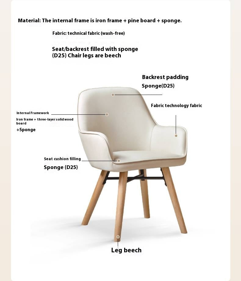 Beech Solid Wood Soft Comfortable Armchair