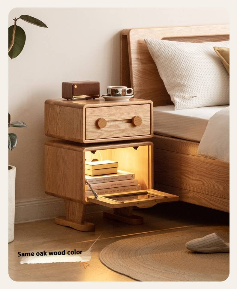 Solid Rubberwood Cream Style Nightstand