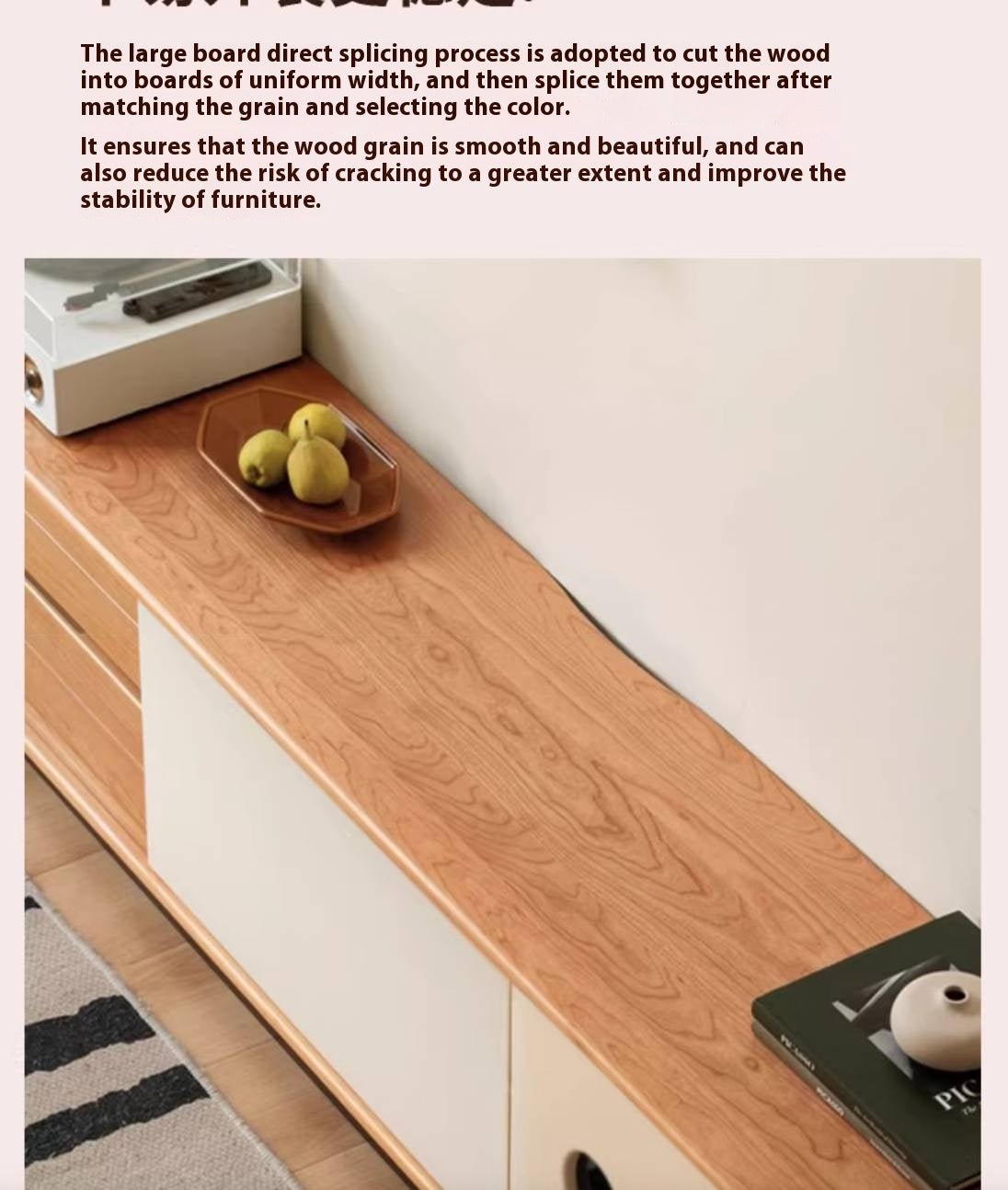 Cherry Solid Wood Antique Style TV Stand