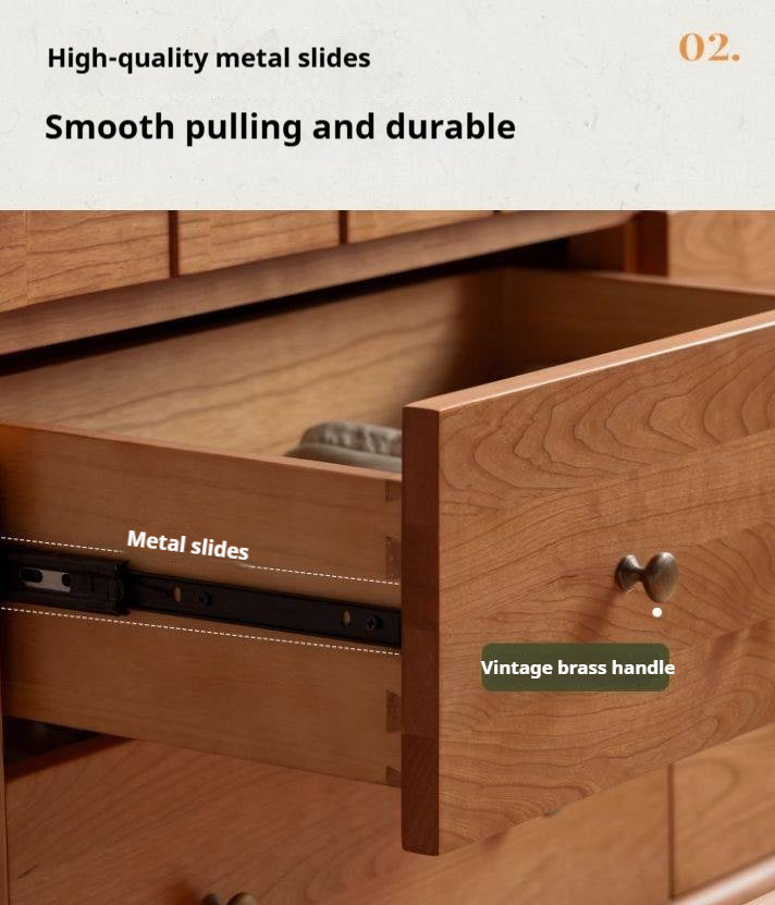 Cherry Solid Wood French Retro Bucket Cabinet