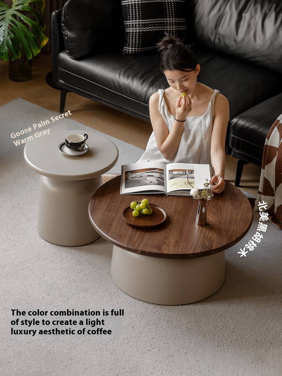 Black Walnut, Poplar Solid Wood Italian Light Luxury Coffee Table Combination