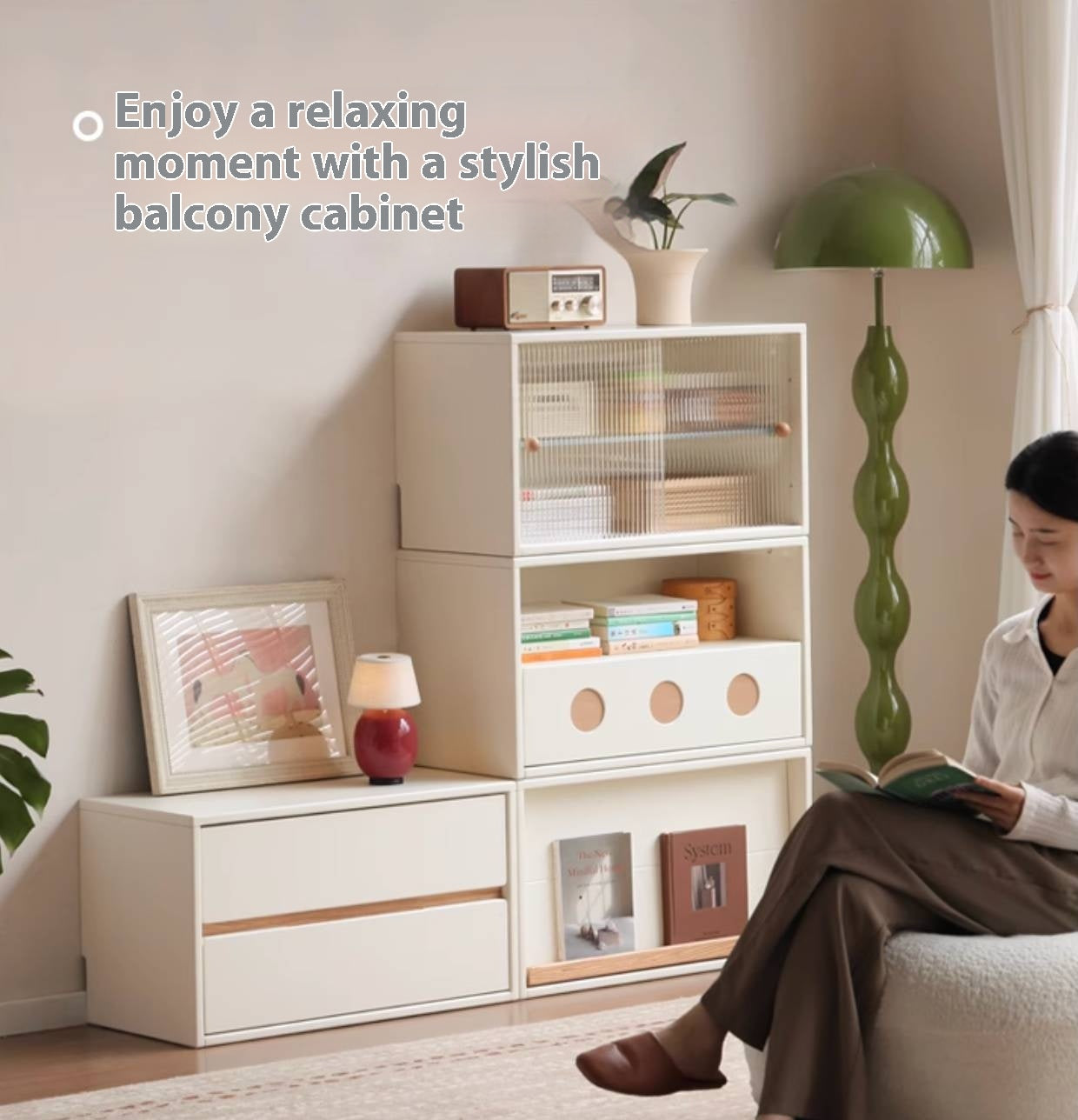 Rubber, Oak Solid wood Module Combination TV Stand.