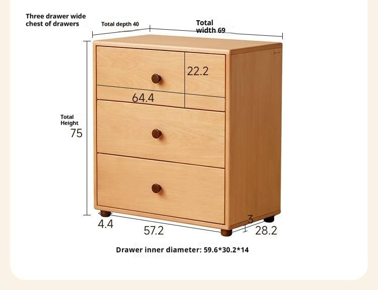 Beech Solid Wood Children's Bucket Cabinet