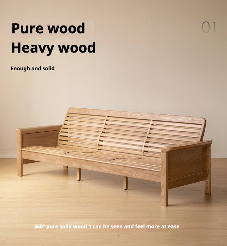 Ash Solid Wood Dual-purpose Fabric Sofa.