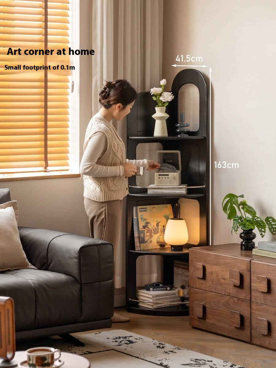 Oak Solid Wood Bauhaus Style Wall Mounted Corner Bookshelf