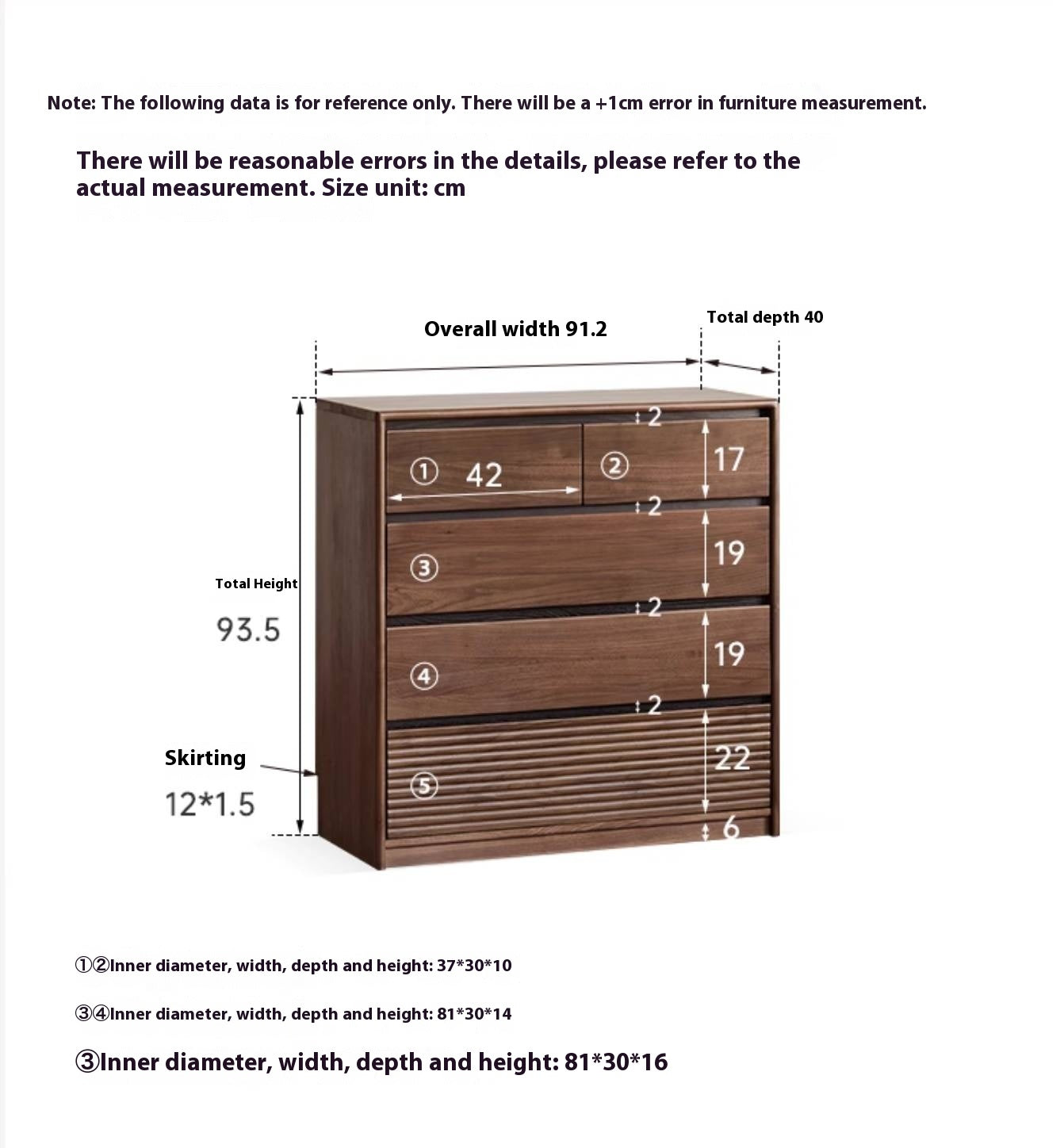 Black Walnut Solid Wood Italian Light Luxury Drawer