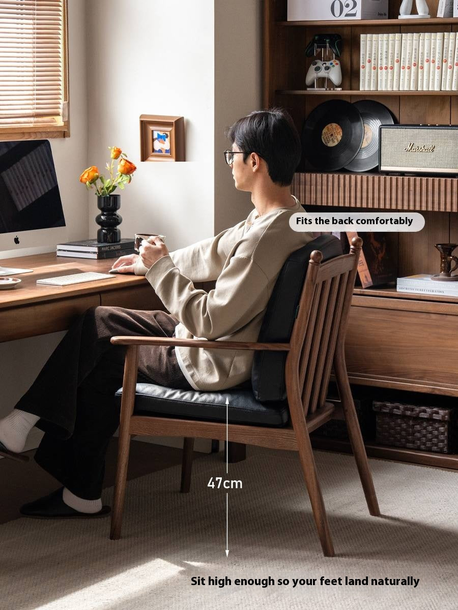 Black Walnut Solid Wood Light Luxury Style Soft Armchair