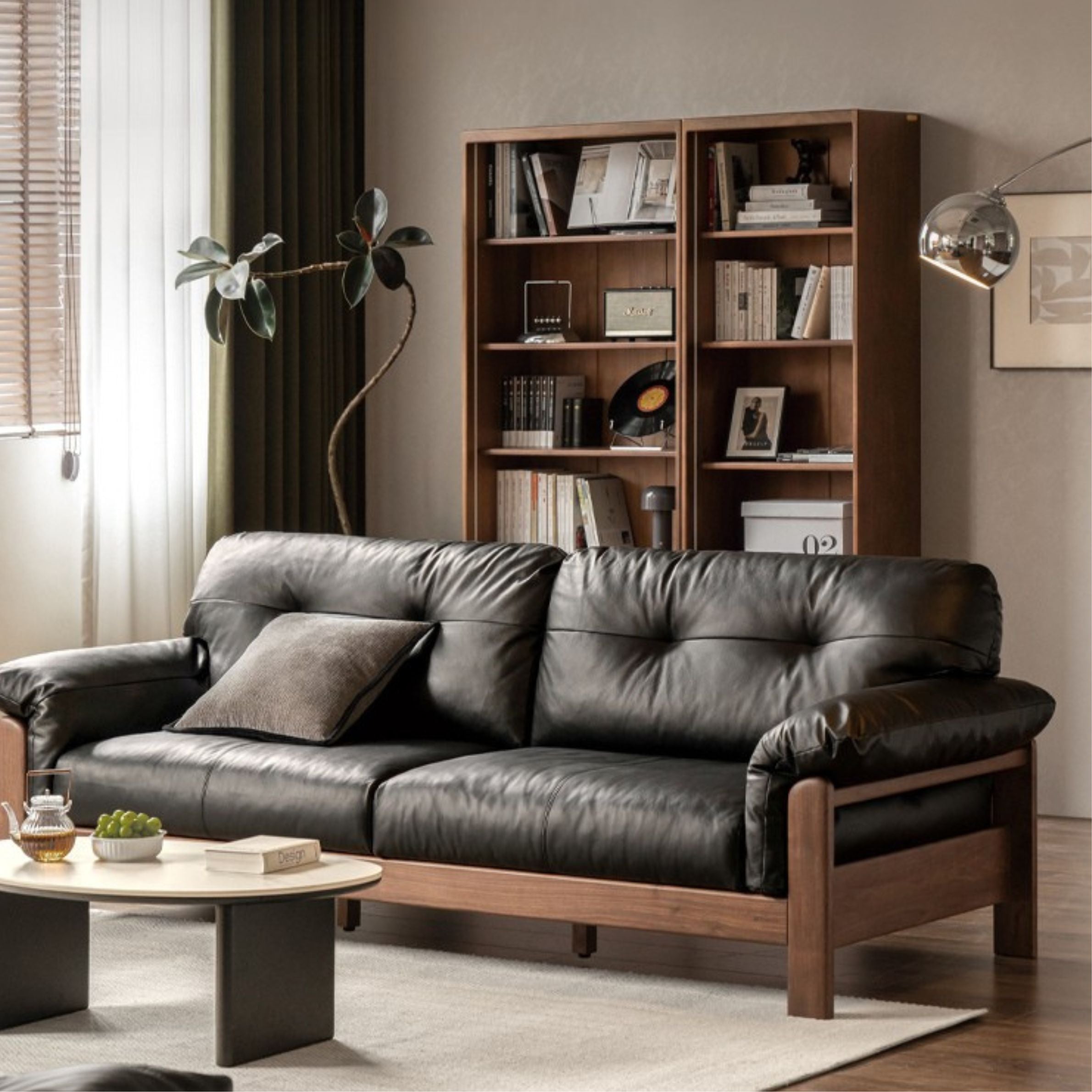 Black Walnut, Ash Solid Wood Modern Sofa