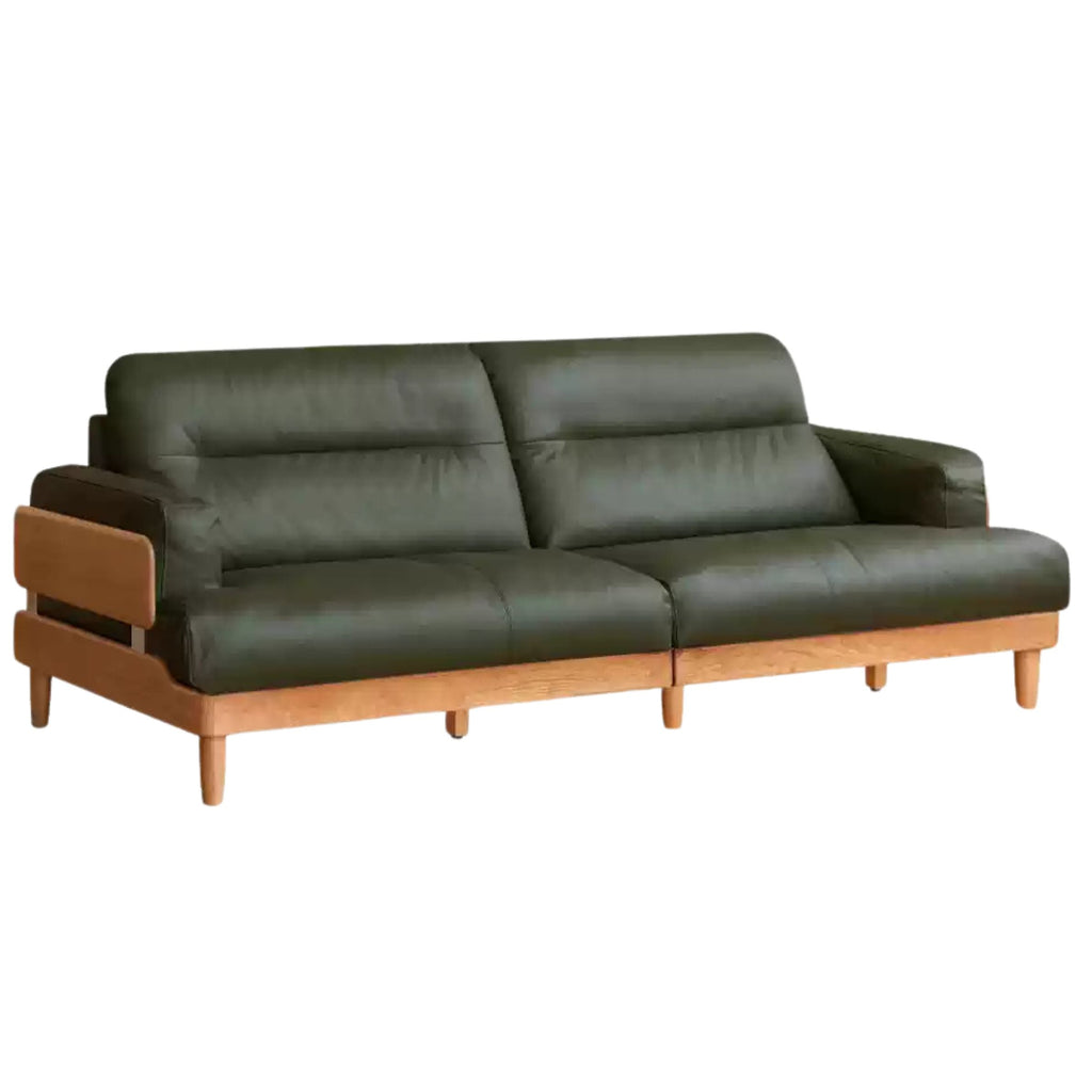 Cherry Solid Wood Modern Leather Sofa