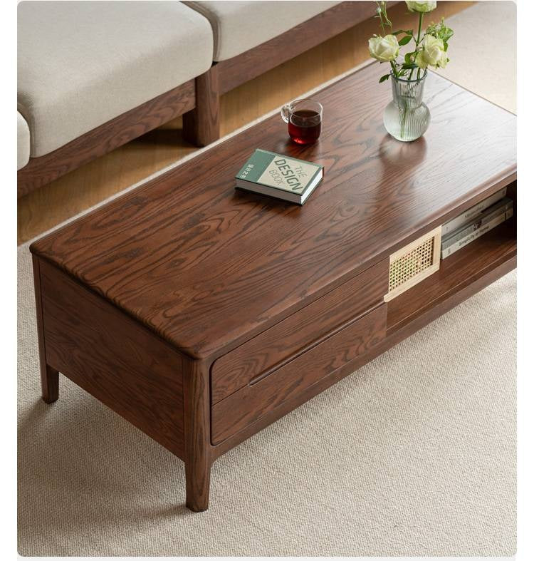 Solid Rubberwood, Oak Solid Wood Nordic Coffee Table