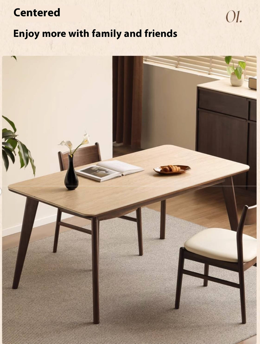 Black Walnut Solid Wood Vintage Rock Plate Dining Table