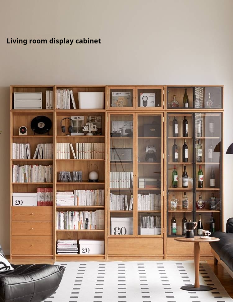 Cherry Solid Wood Bookcase Cabinet Display