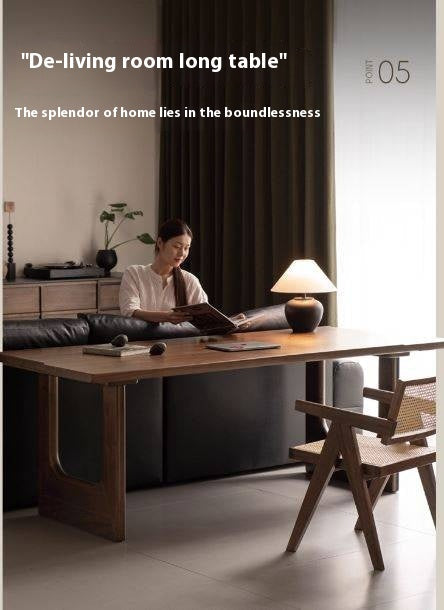 Black Walnut Solid Wood Wabi Sabi Style Large Board Dining Table