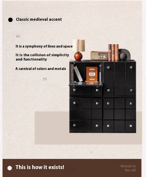 Solid Rubberwood Modern Modular Drawer Cabinet