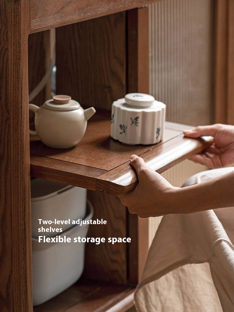 Ash, Oak, Black Walnut Solid Wood Mobile Side Tea Cabinet