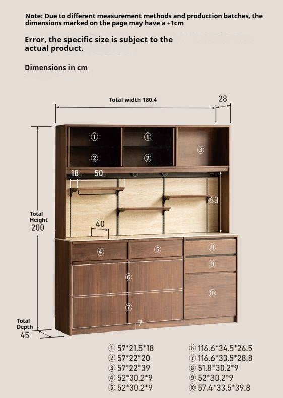 Black Walnut Solid Wood Dining Cabinet Antique Style Rock Board