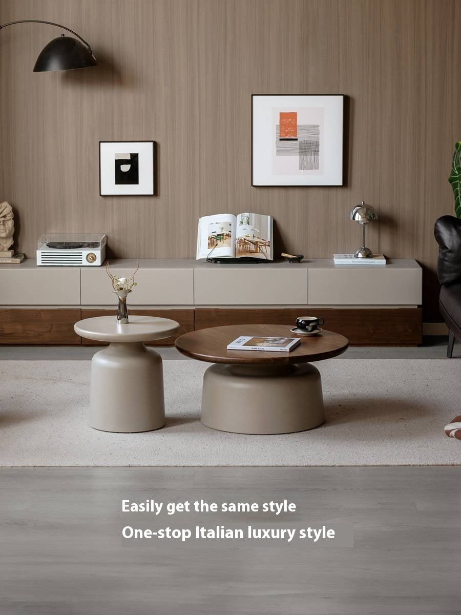 Black Walnut, Poplar Solid Wood Italian Light Luxury Coffee Table Combination