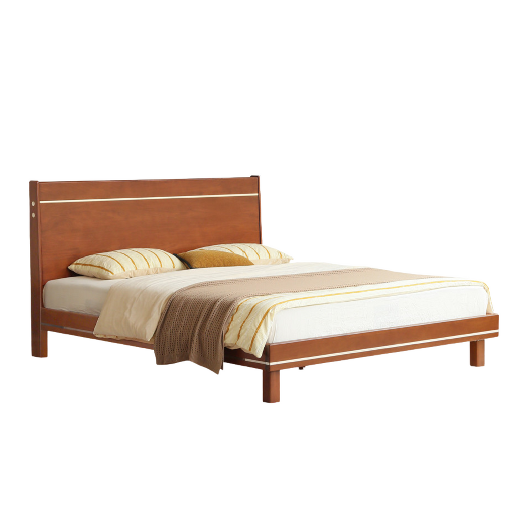 Poplar Solid Wood Luminous Bed Bauhaus Style