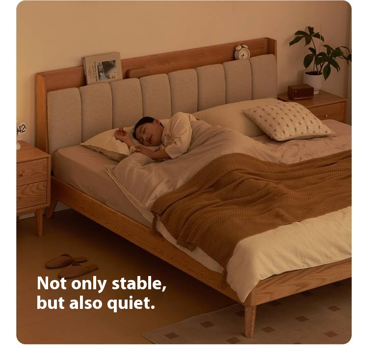 Oak Solid Wood Bed Modern Soft Leaning Bed