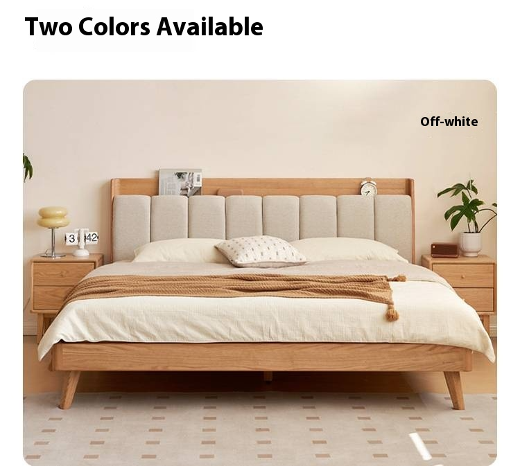 Oak Solid Wood Bed Modern Soft Leaning Bed