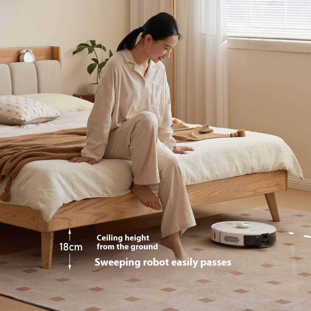 Oak Solid Wood Bed Modern Soft Leaning Bed