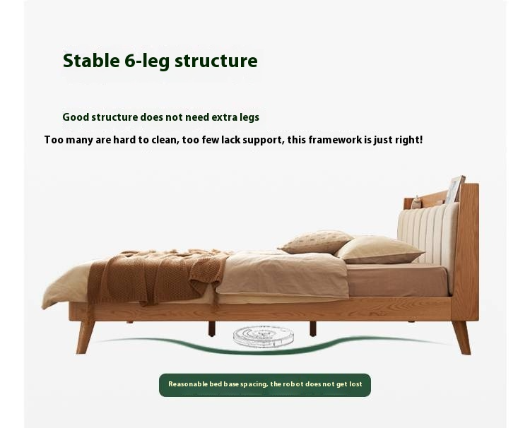 Oak Solid Wood Bed Modern Soft Leaning Bed