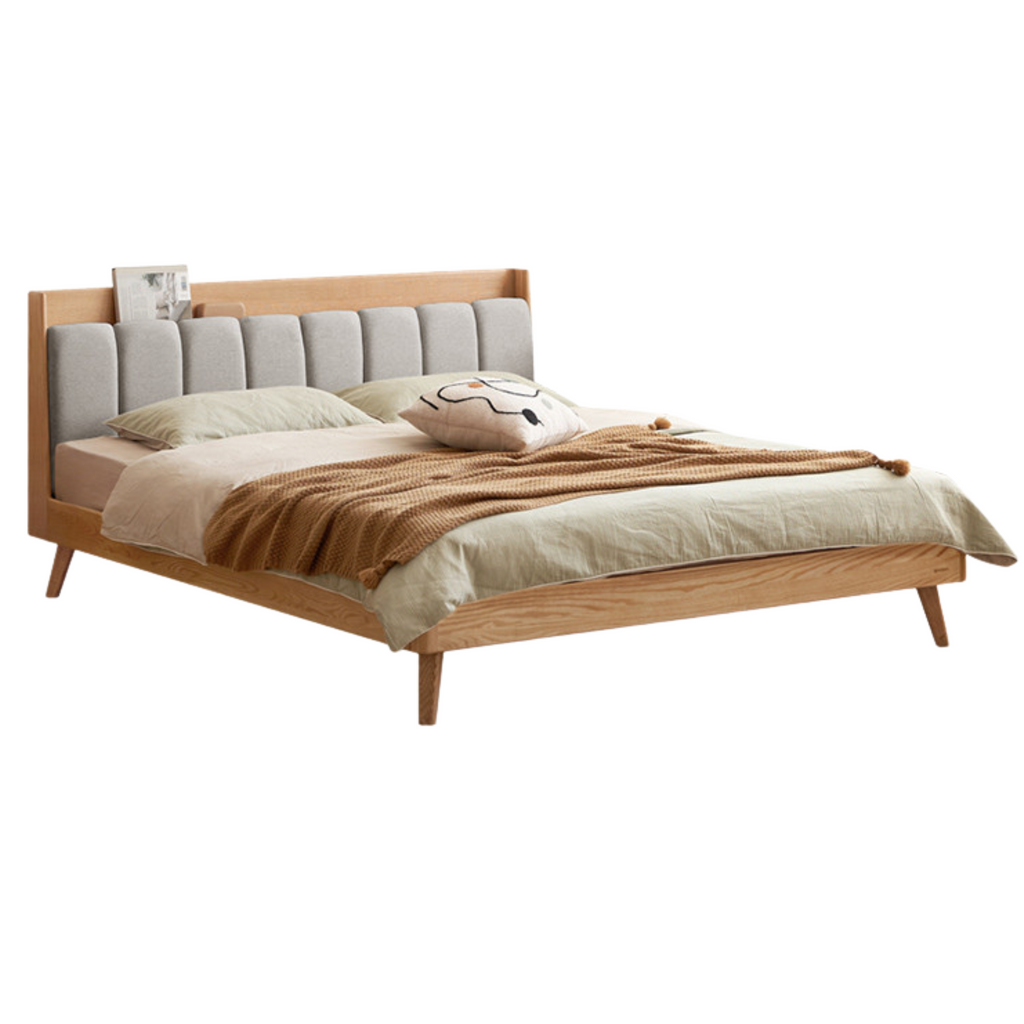 Oak Solid Wood Bed Modern Soft Leaning Bed