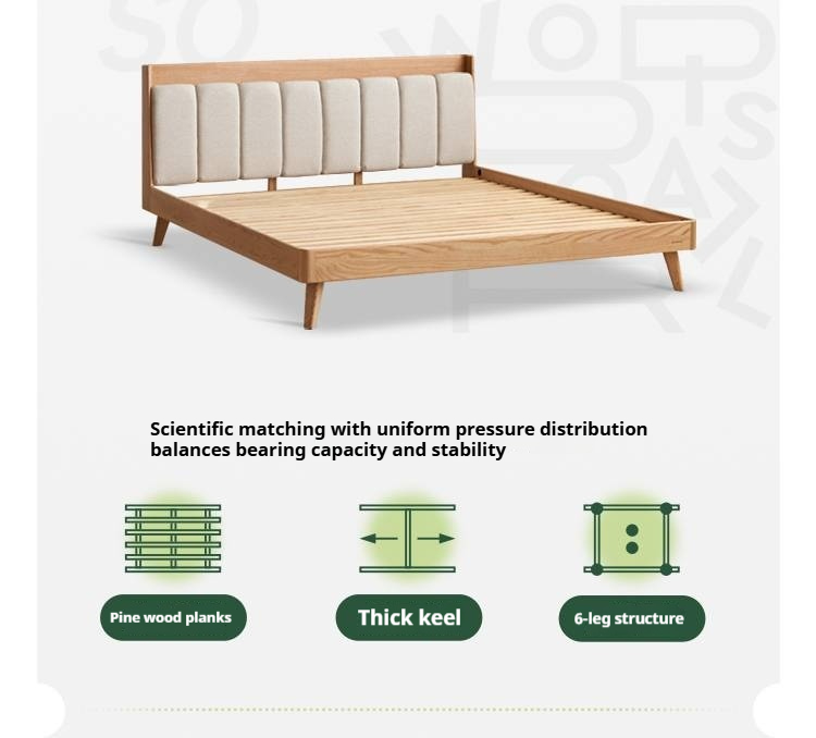 Oak Solid Wood Bed Modern Soft Leaning Bed