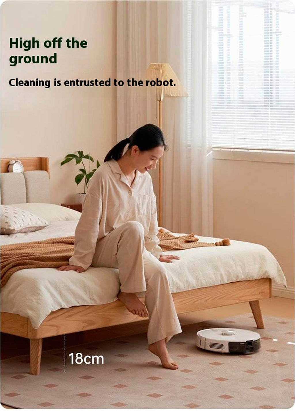 Oak Solid Wood Bed Modern Soft Leaning Bed