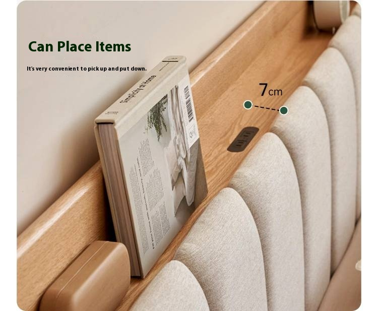 Oak Solid Wood Bed Modern Soft Leaning Bed
