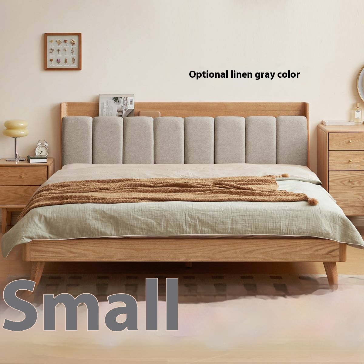 Oak Solid Wood Bed Modern Soft Leaning Bed