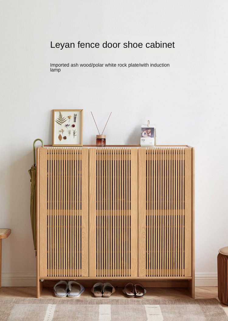 Ash, Oak Solid Wood Rock Top Shoe Cabinet