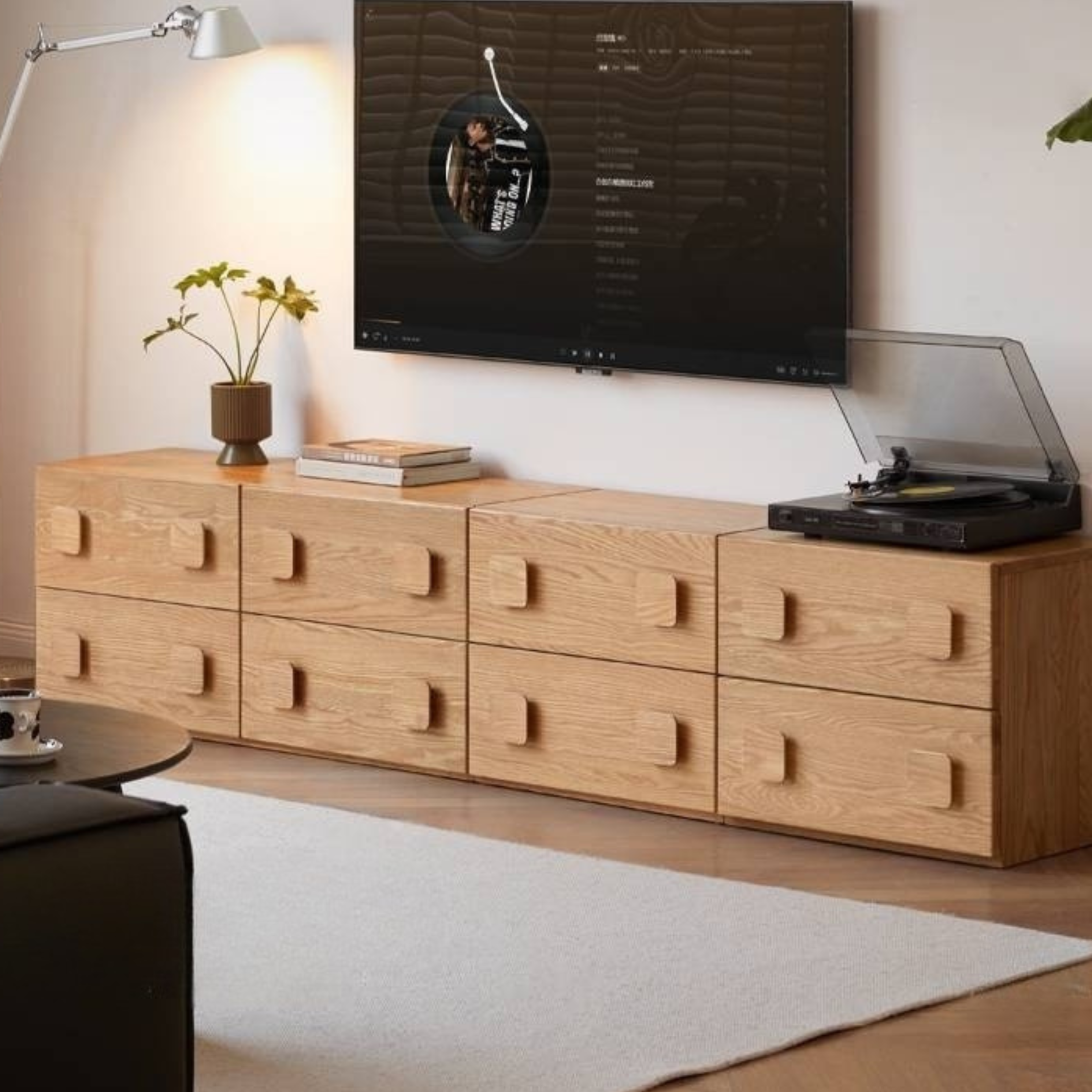 Oak, Ash Solid Wood Modern TV Stand