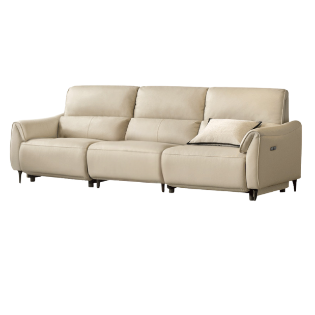 Leather Top Layer Cowhide Retractable Electric Sofa