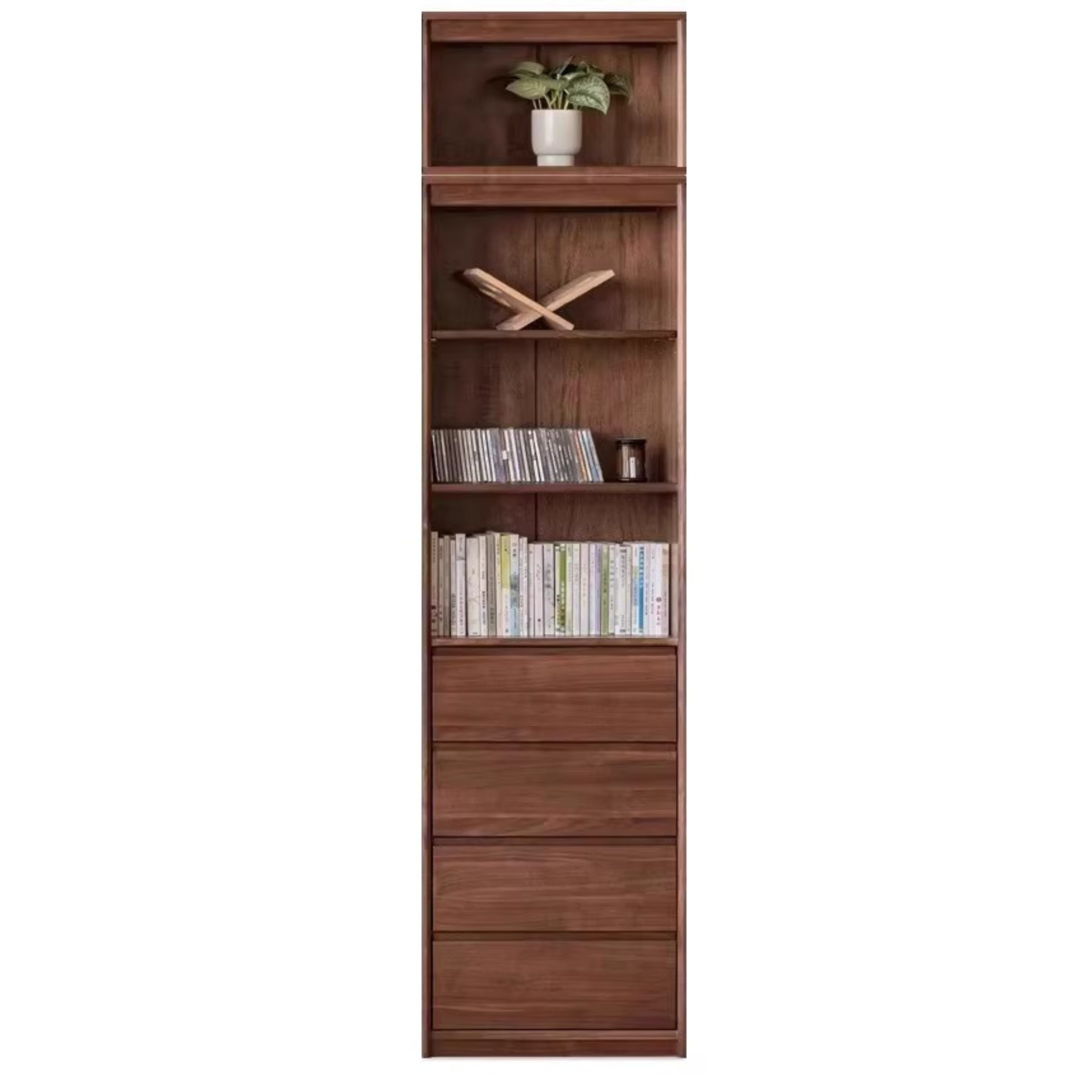Black Walnut, Golden Sandalwood Solid Wood Bookshelf