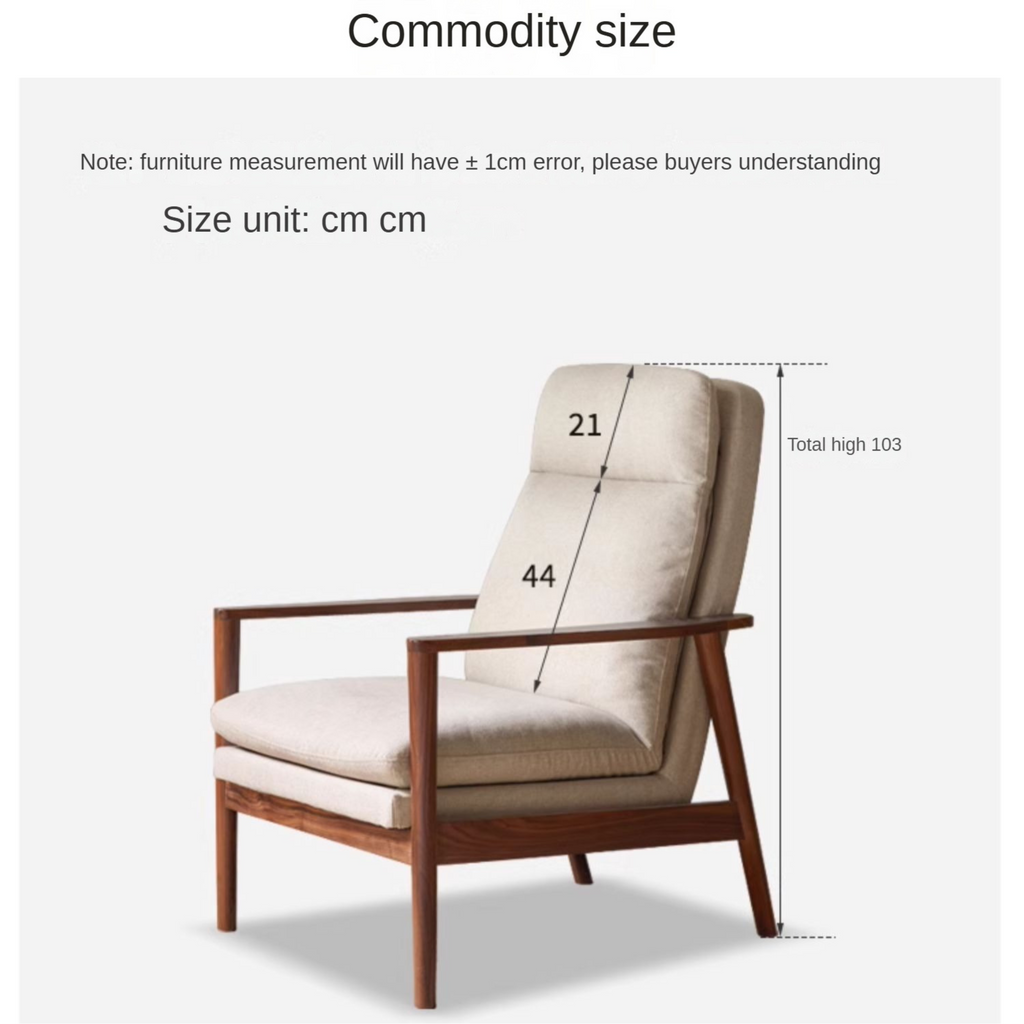 Black Walnut Solid Wood Fabric Sofa Chair