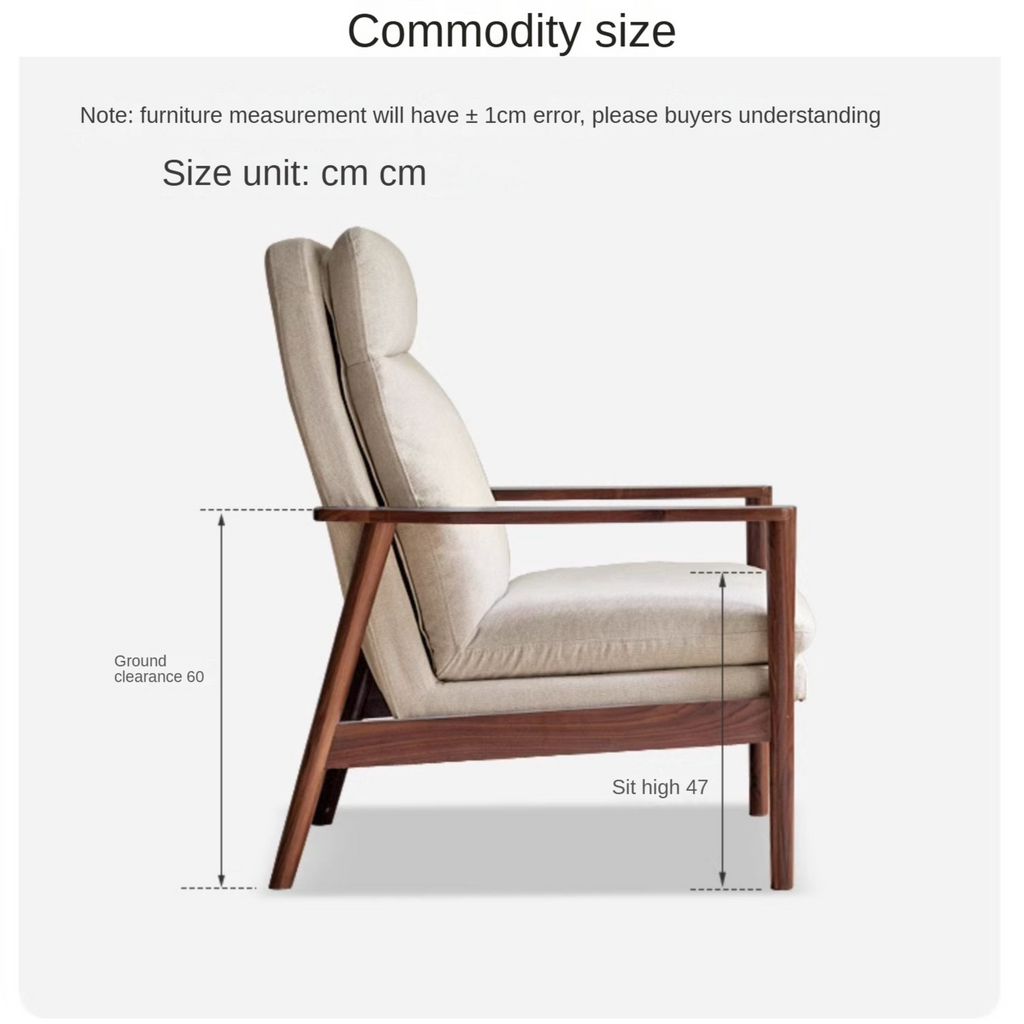 Black Walnut Solid Wood Fabric Sofa Chair