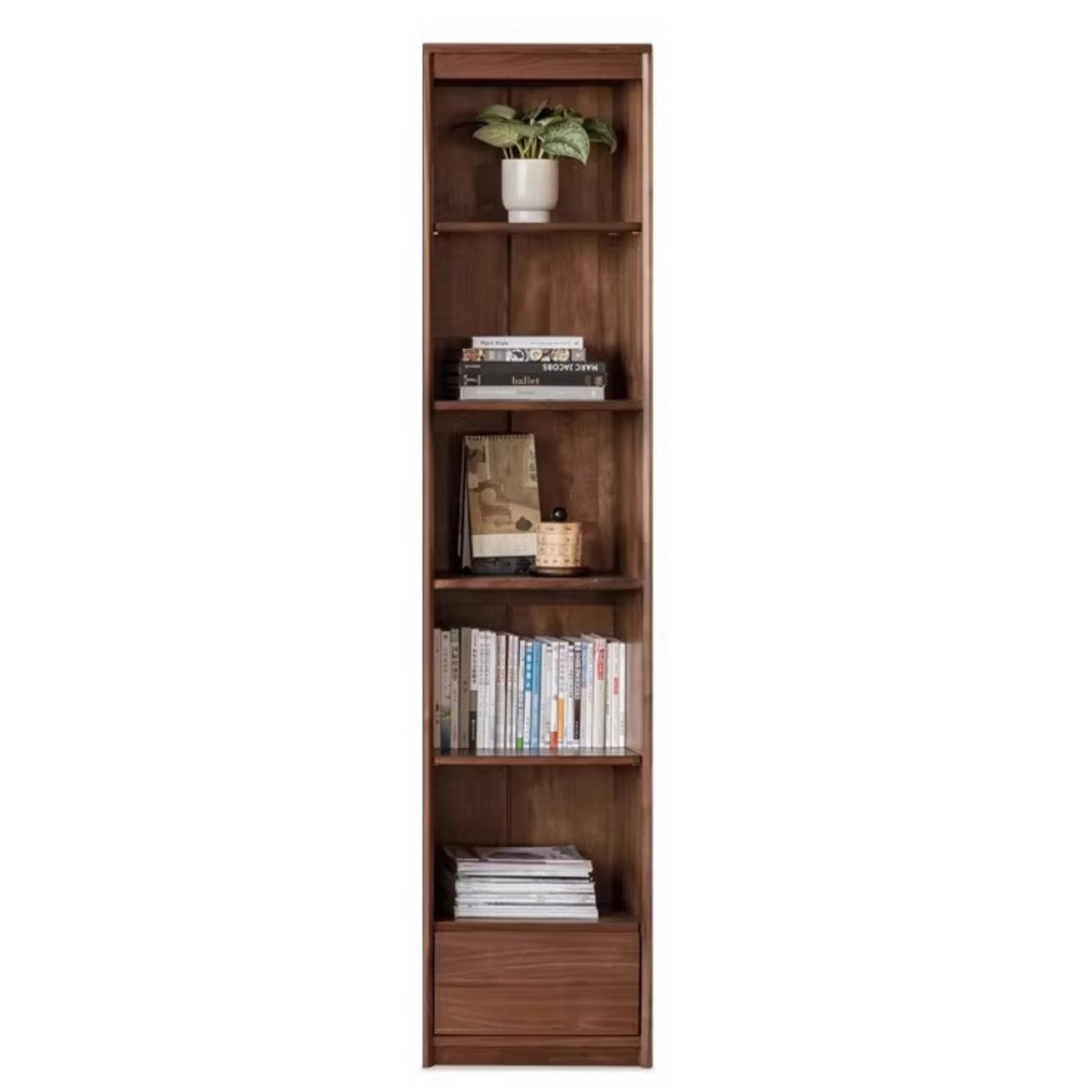 Black Walnut, Golden Sandalwood Solid Wood Bookshelf