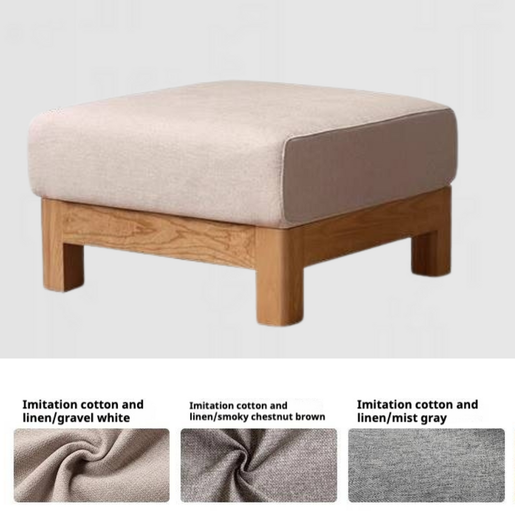 Black Walnut, Oak, Ash, Poplar Solid Wood Footstool Small Fabric Stool