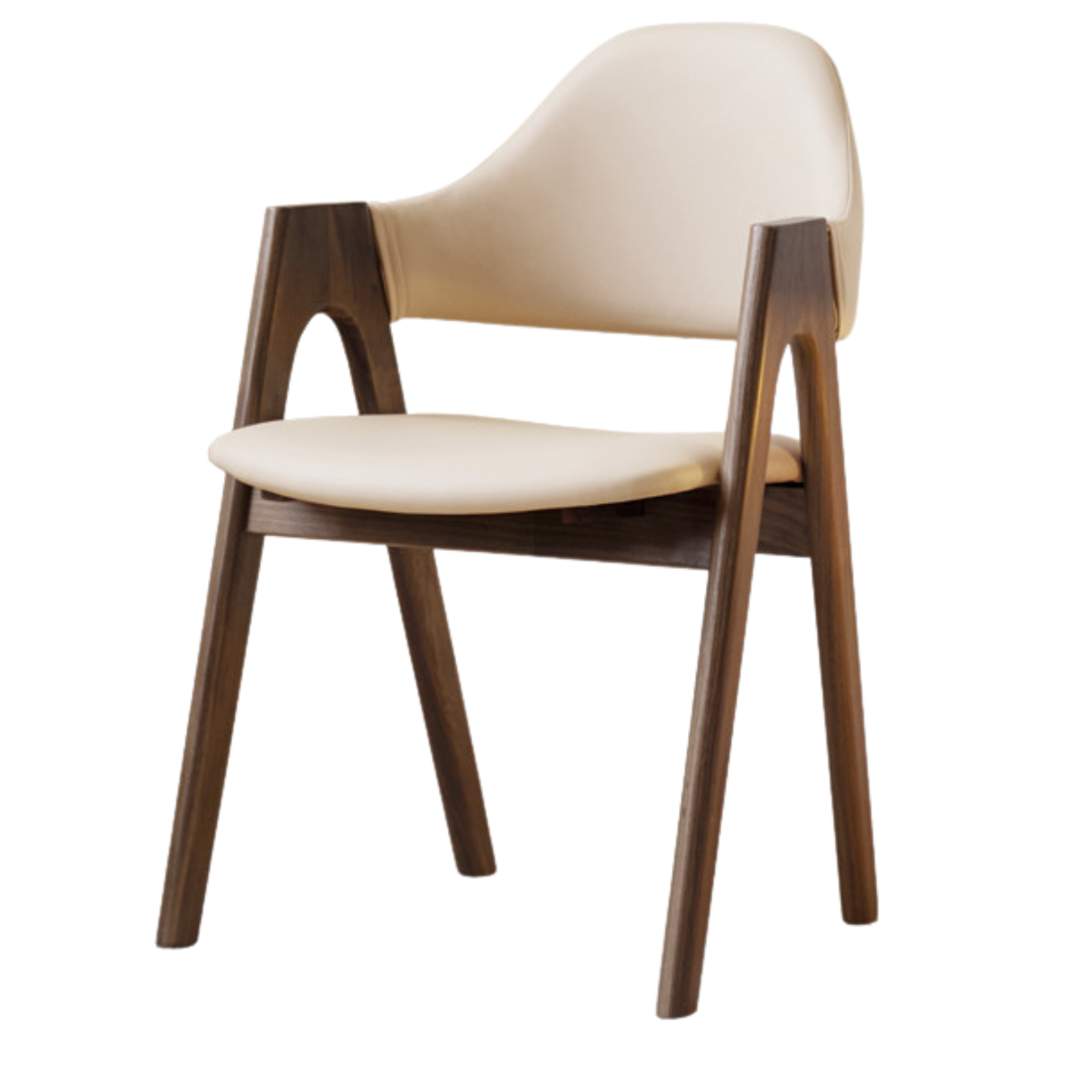 2 pcs Black Walnut Solid Wood, Organic Leather, Armchair