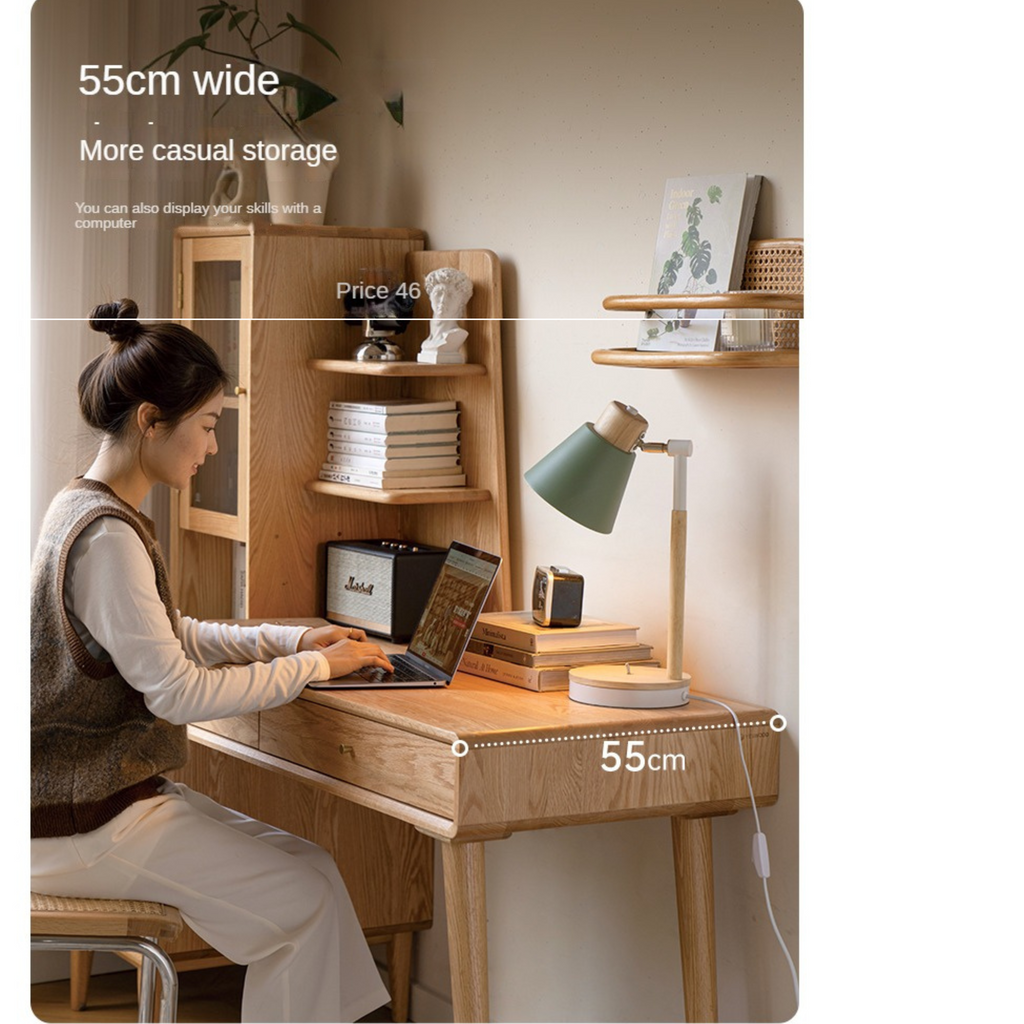 Oak Solid Wood Office Desk Combination