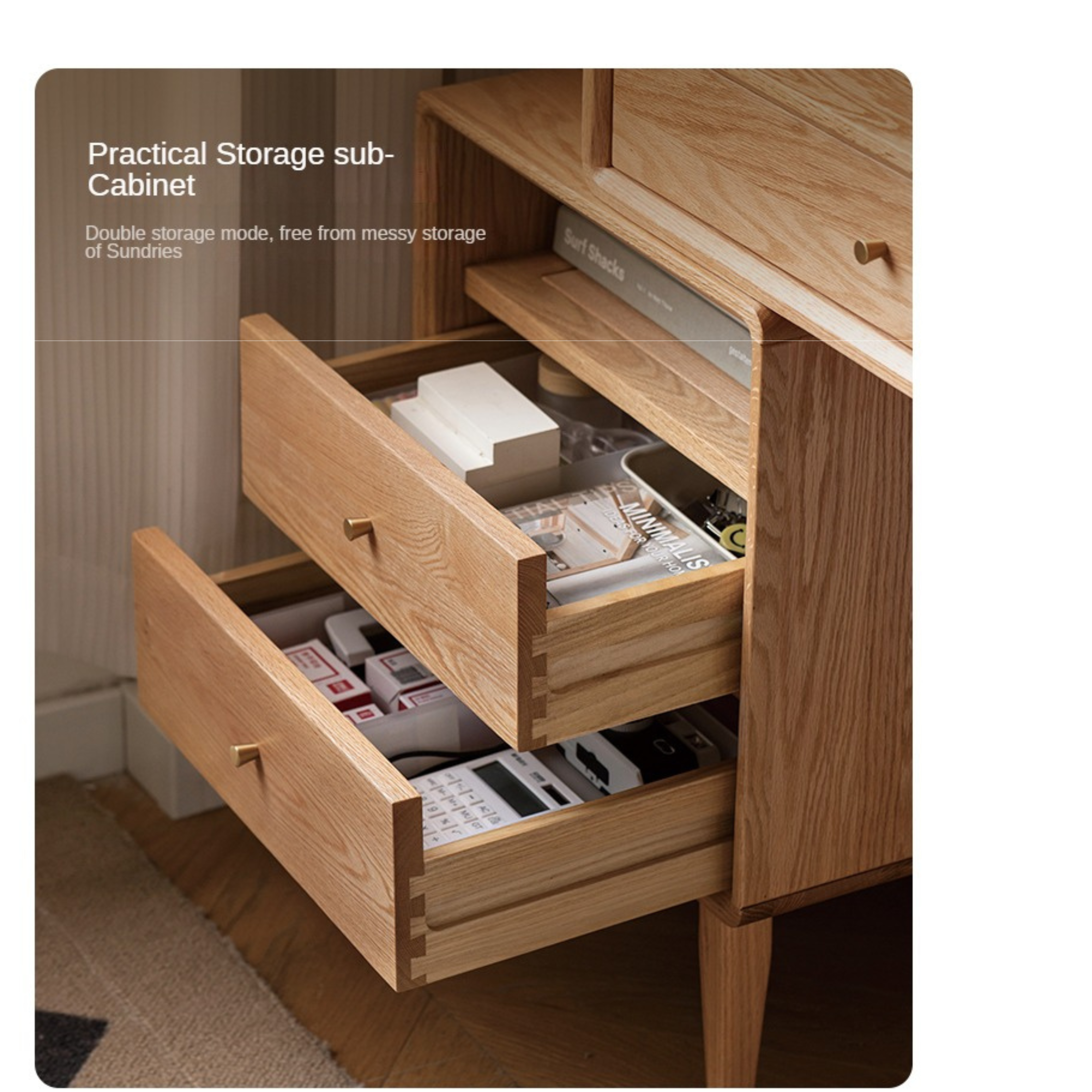 Oak Solid Wood Office Desk Combination