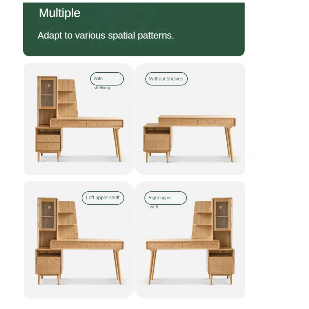 Oak Solid Wood Office Desk Combination