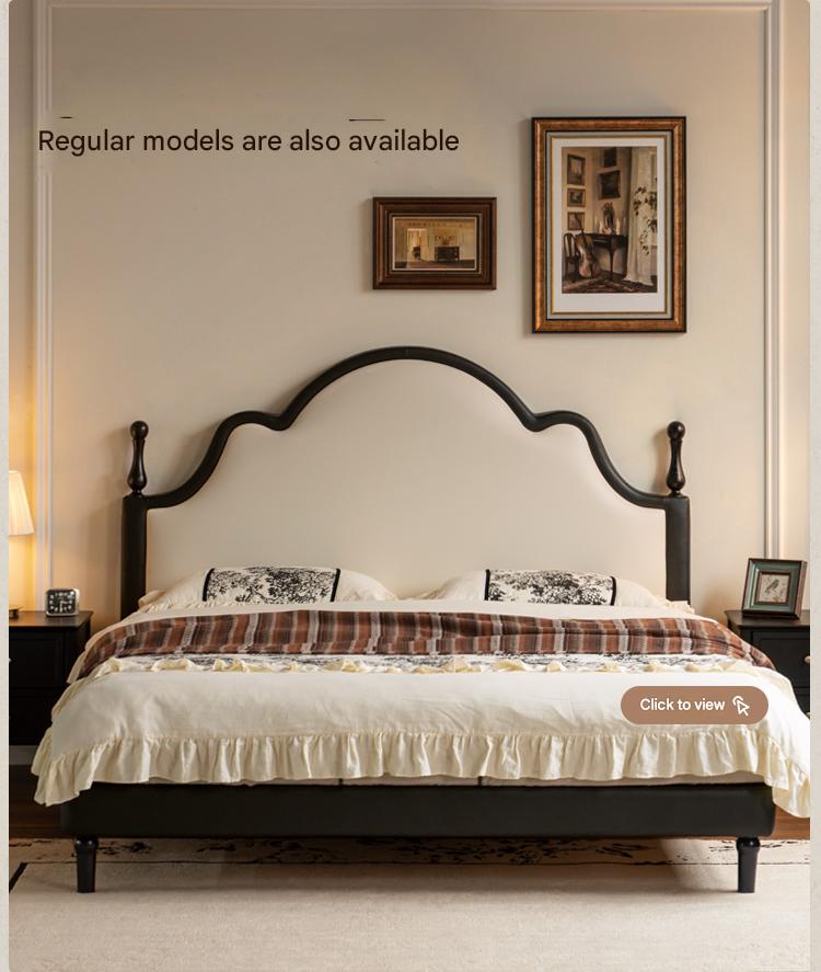 Ecological Cloud Leather French Retro Edge White Box Bed